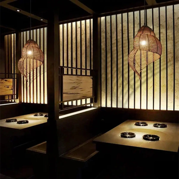 Lampe Suspendue Bigorneau en Bambou et Rotin