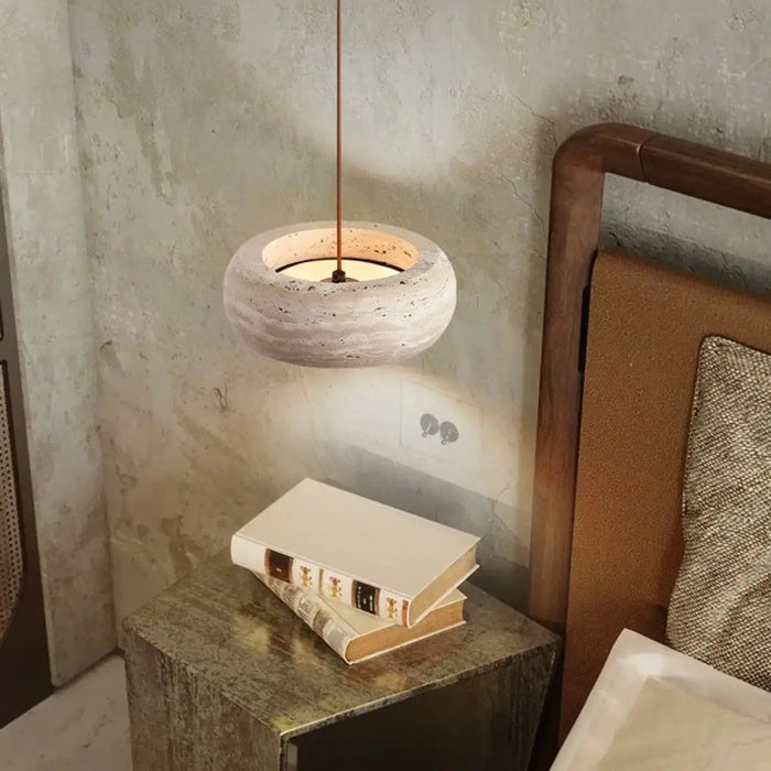 Lampe Suspendue Blanche en Pierre Style Vintage