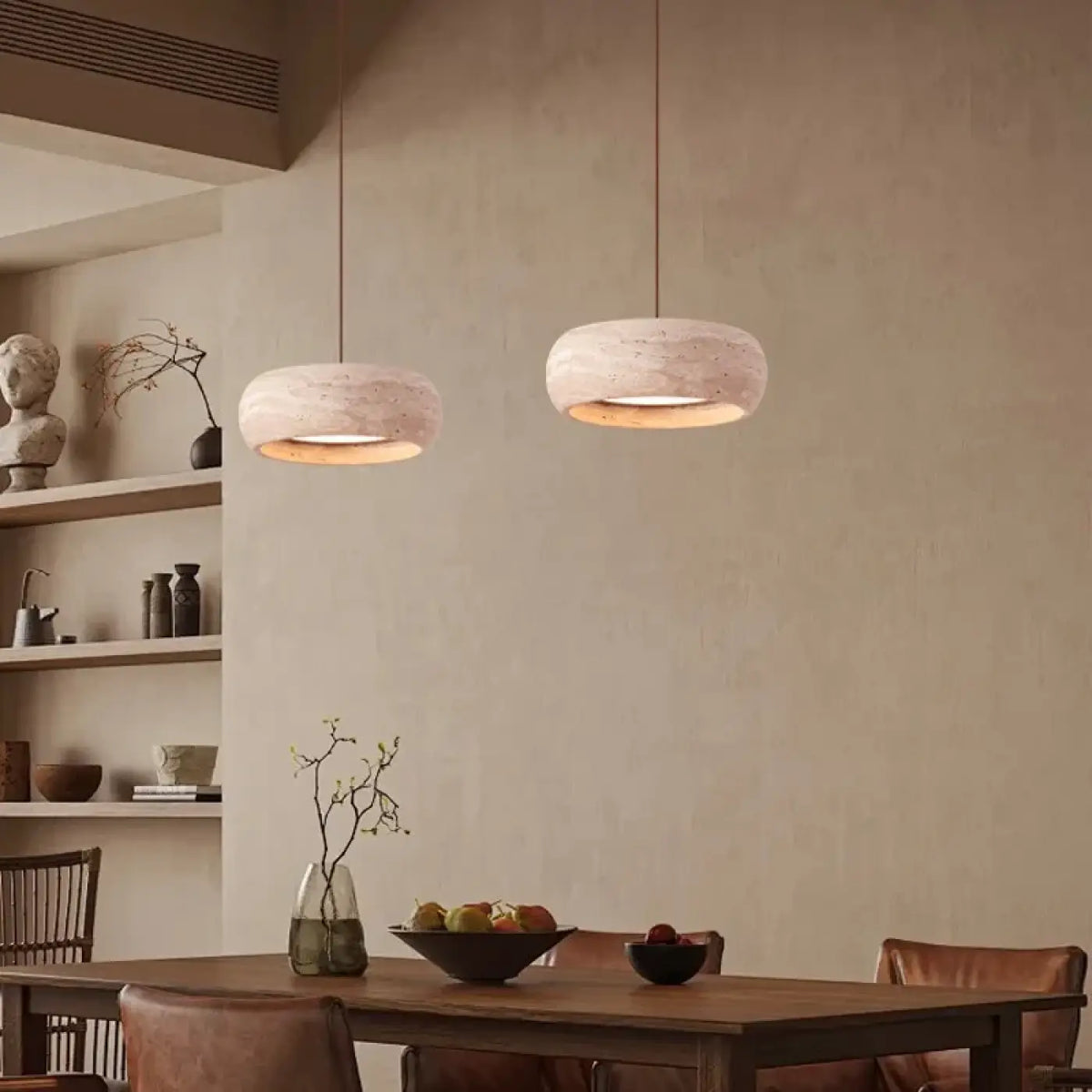 Lampe Suspendue Blanche en Pierre Style Vintage