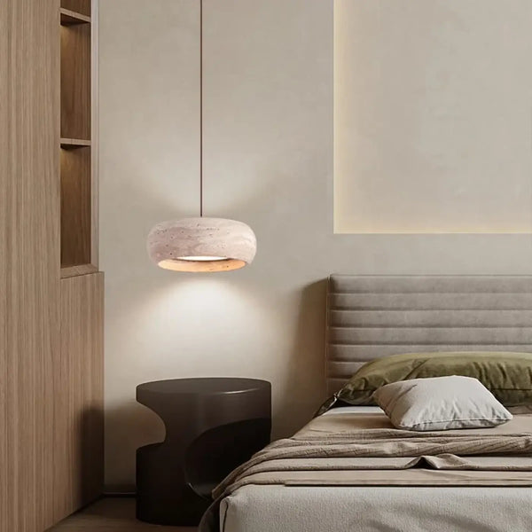Lampe Suspendue Blanche en Pierre Style Vintage