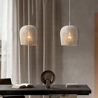 Lampe Suspendue en Fil Tissé Blanc ou Noir