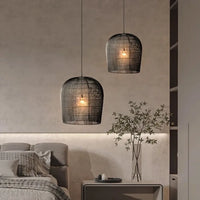 Lampe Suspendue en Fil Tissé Blanc ou Noir
