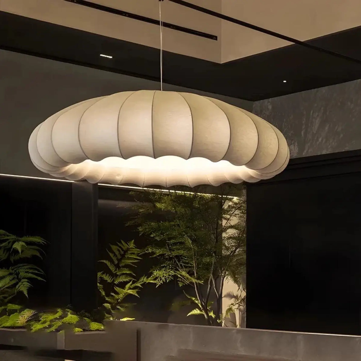 Lampe Suspendue Blanche Forme Citrouille