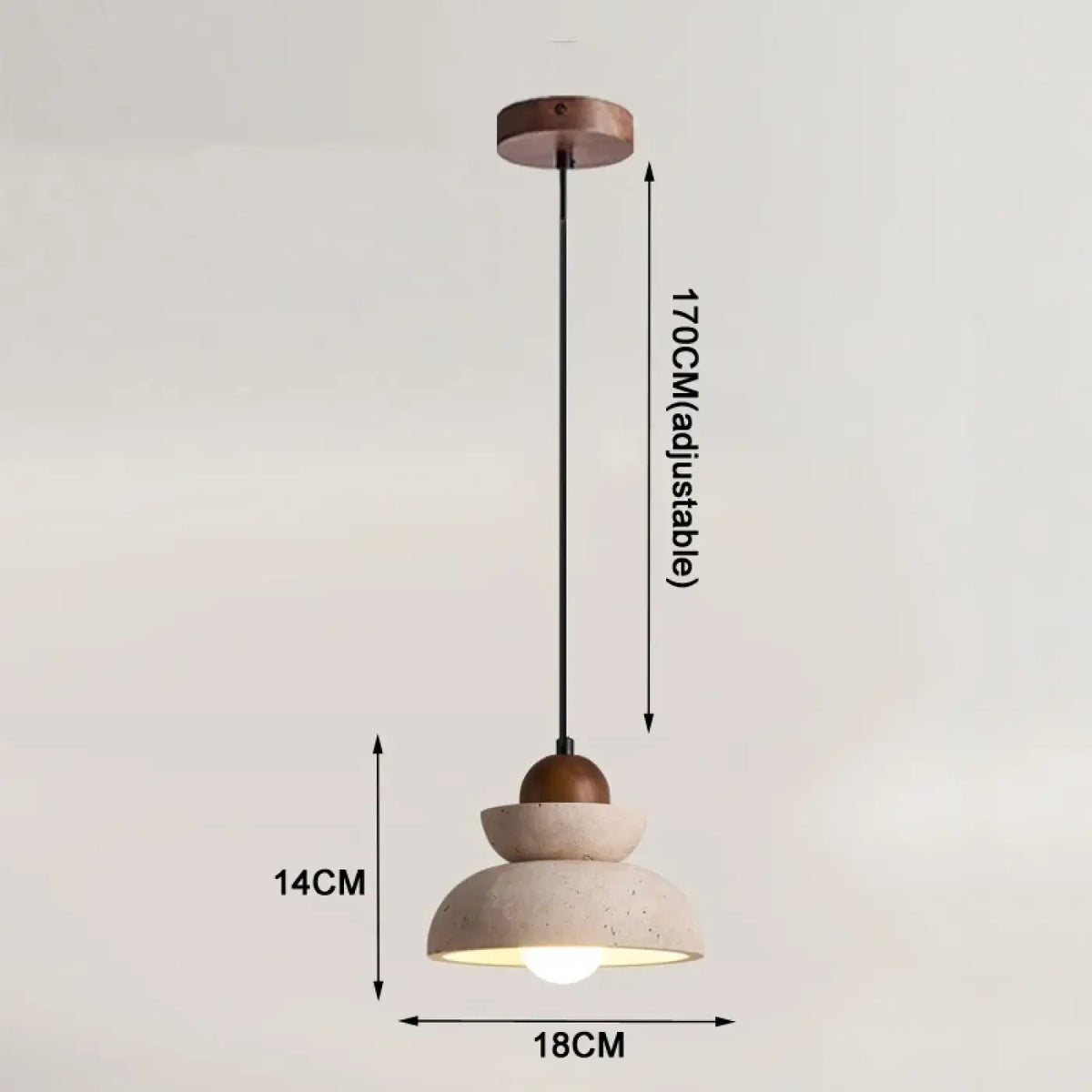 Lampe Suspendue Bois et Pierre Épurée