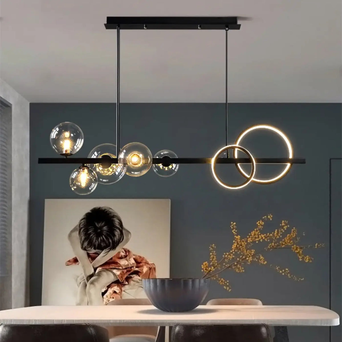 Lampe Suspendue Atelier en Verre Ambré
