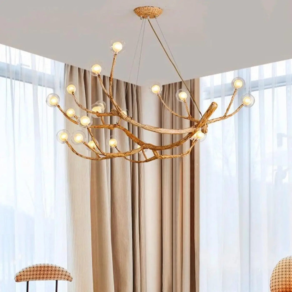 Lampe Suspendue Branche Naturelle en Bois