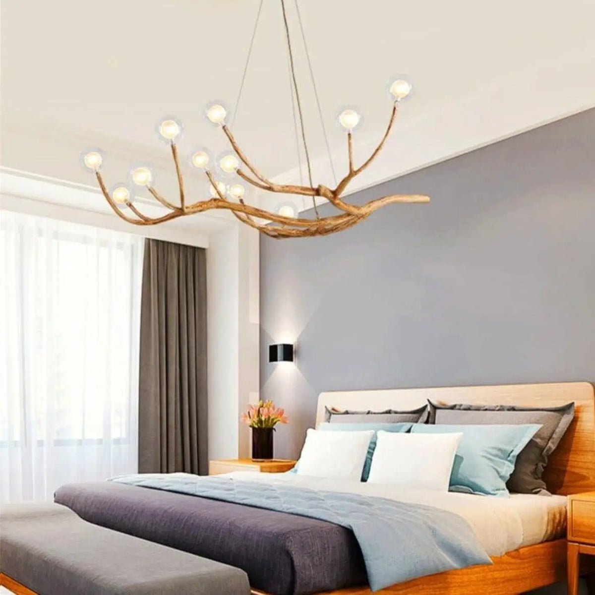 Lampe Suspendue Branche Naturelle en Bois
