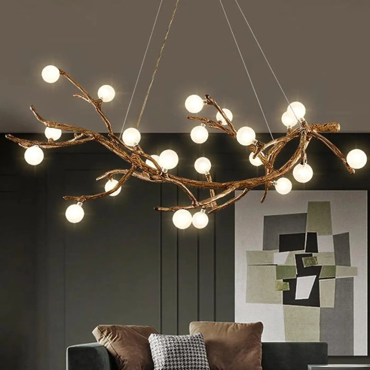 Lampe Suspendue Branche Naturelle en Bois