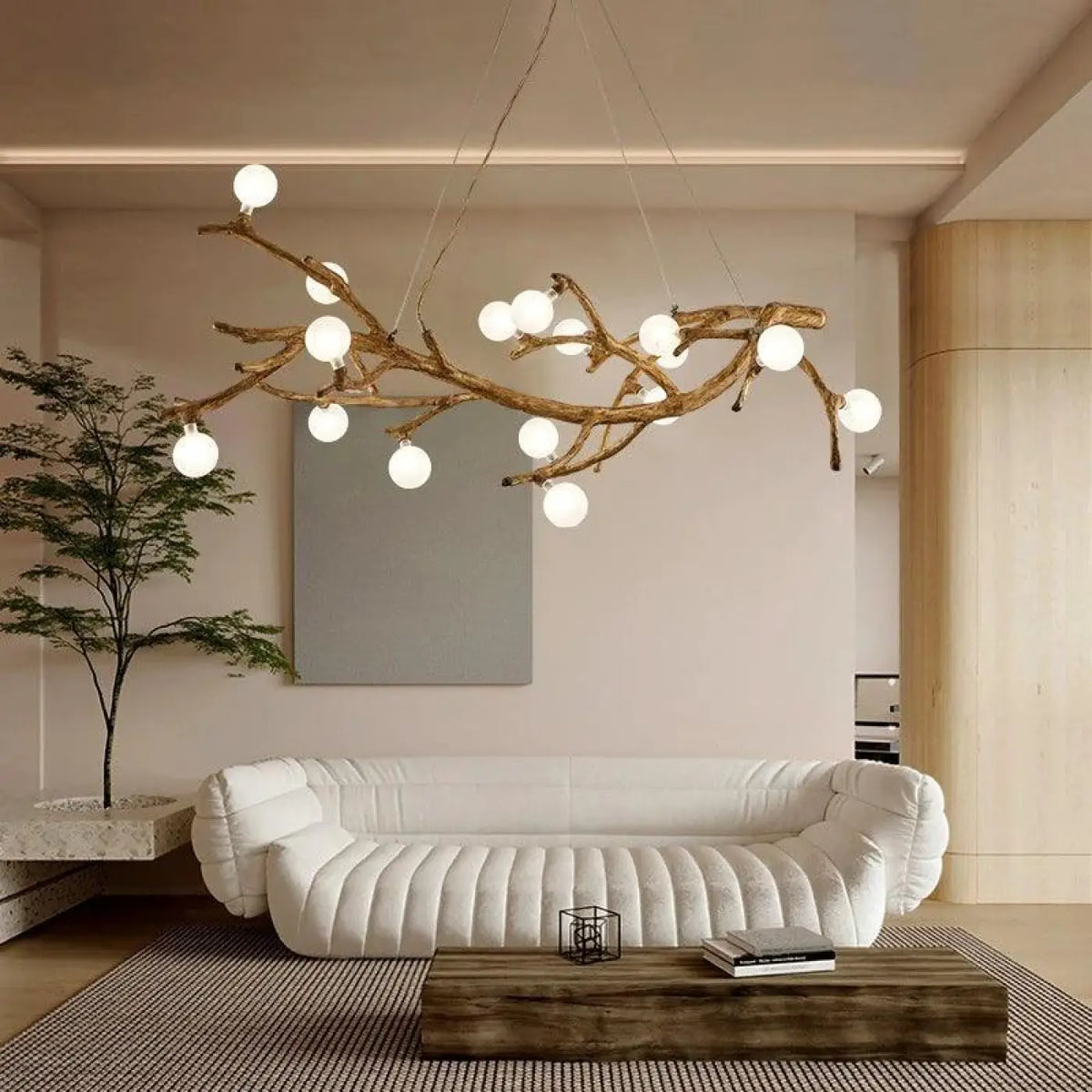 Lampe Suspendue Branche Naturelle en Bois