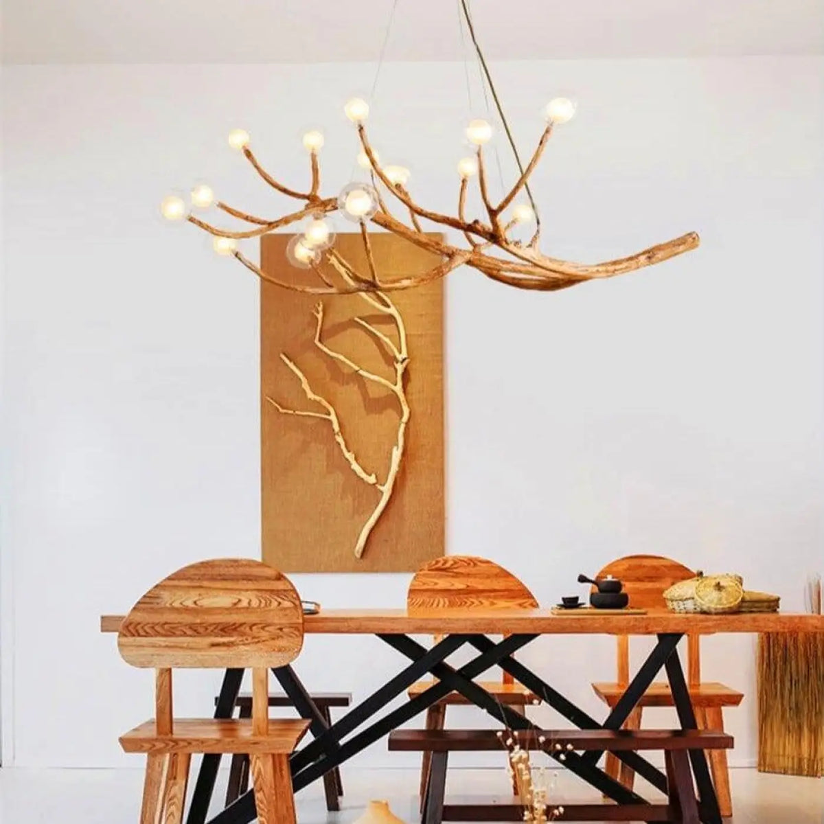 Lampe Suspendue Branche Naturelle en Bois