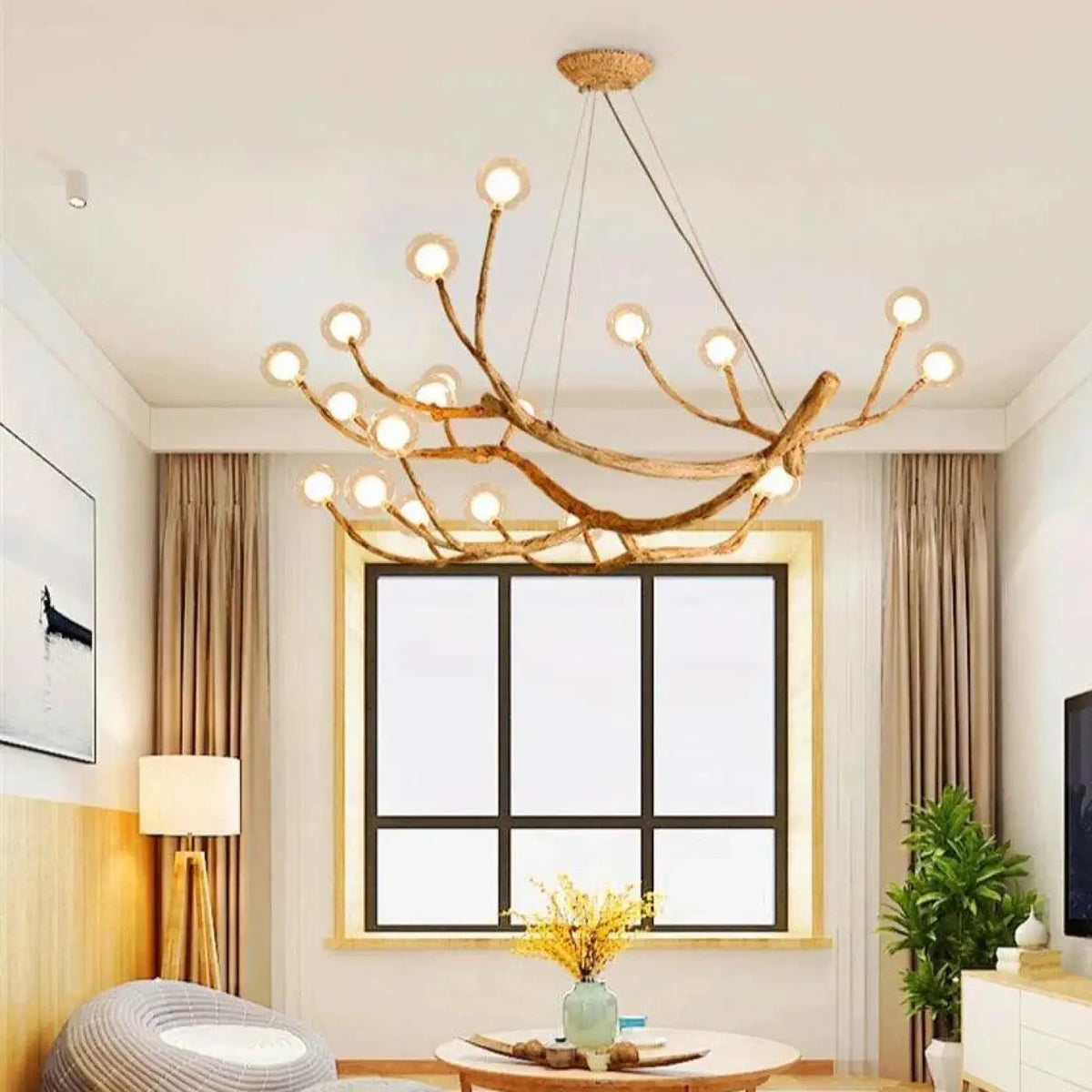 Lampe Suspendue Branche Naturelle en Bois