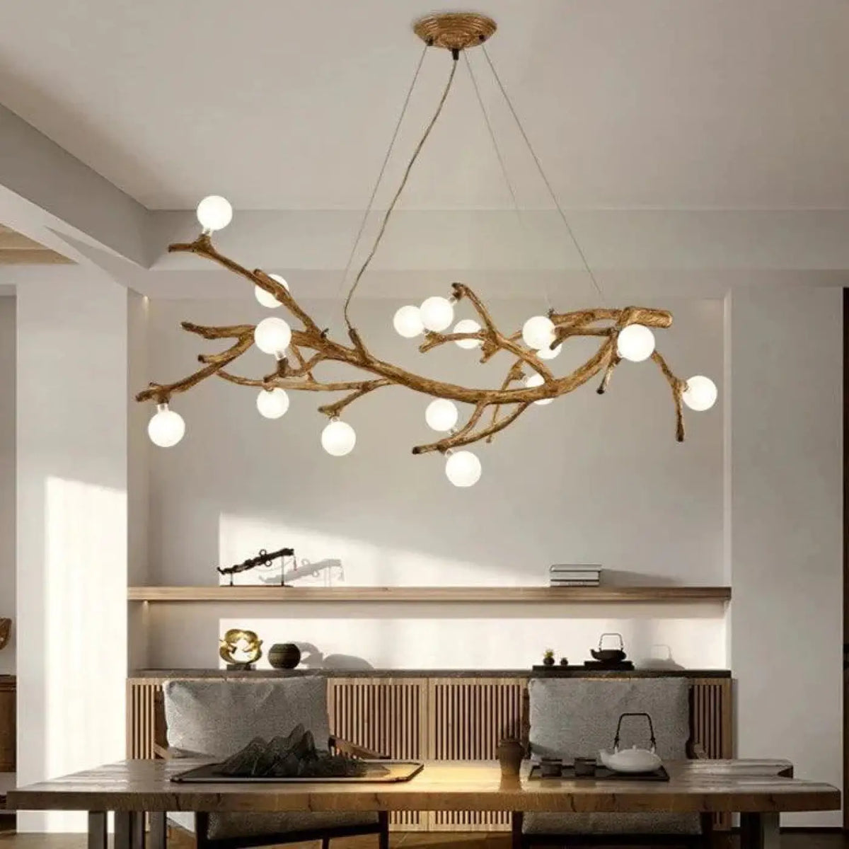 Lampe Suspendue Branche Naturelle en Bois