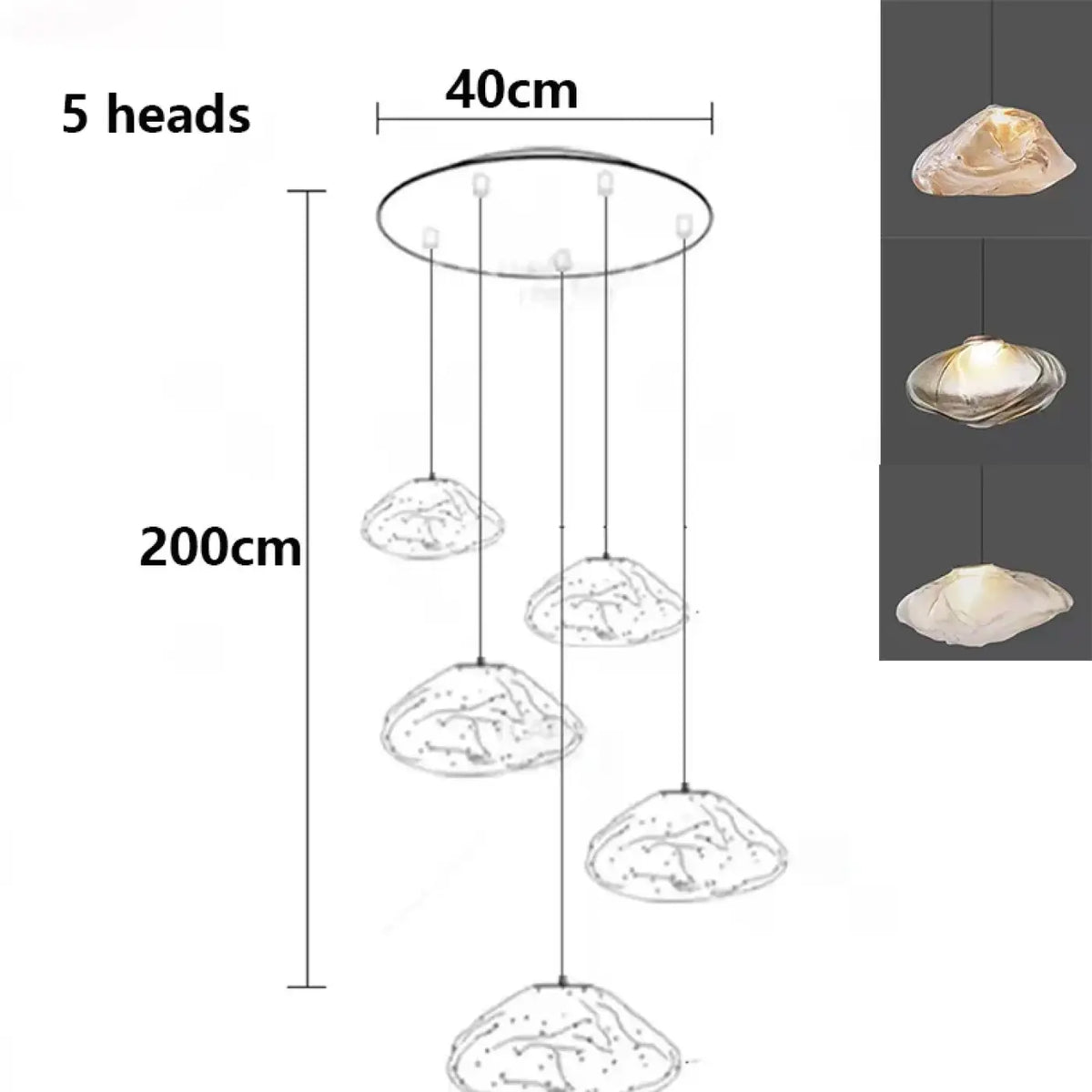 Suspension Cascade en Verre Organique Moderne