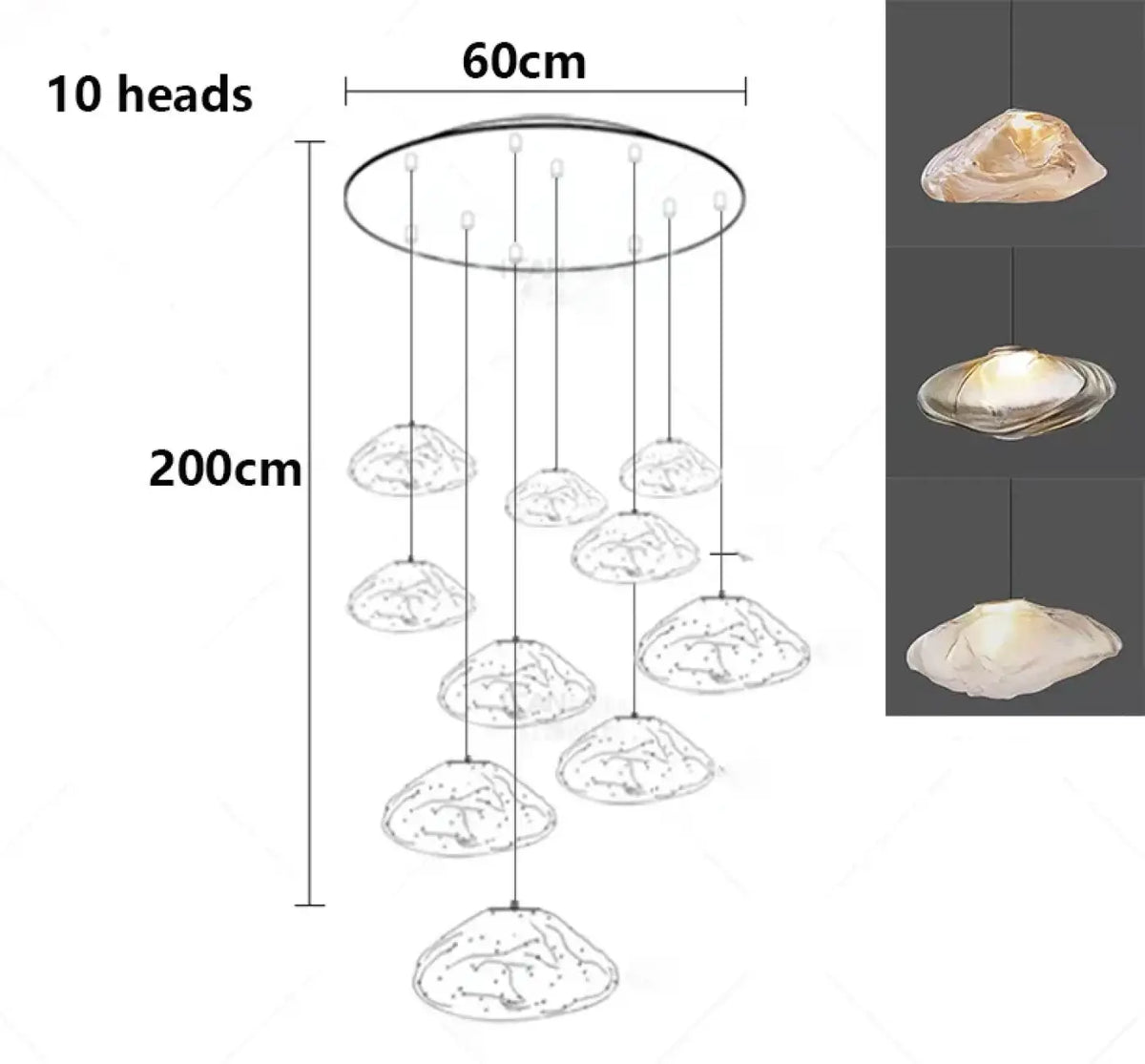 Suspension Cascade en Verre Organique Moderne