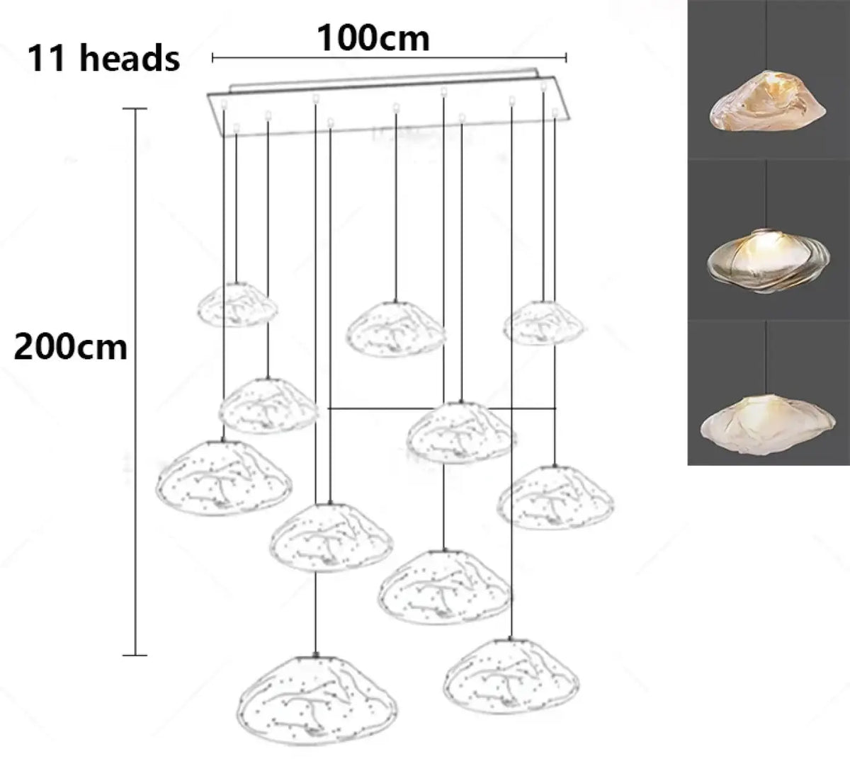 Suspension Cascade en Verre Organique Moderne