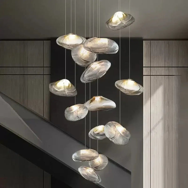 Suspension Cascade en Verre Organique Moderne