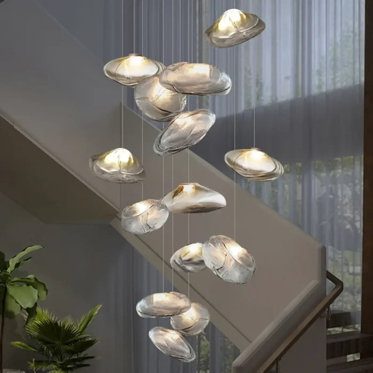 Suspension Cascade en Verre Organique Moderne