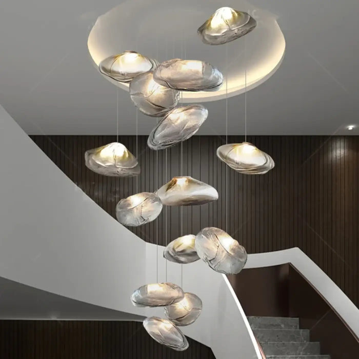 Suspension Cascade en Verre Organique Moderne