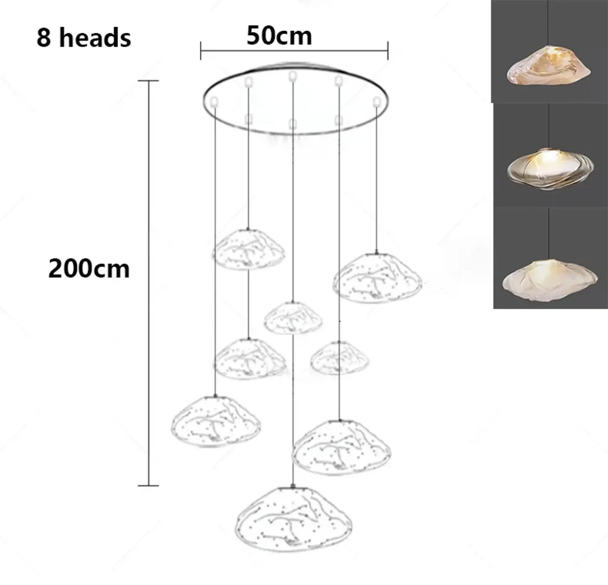 Suspension Cascade en Verre Organique Moderne