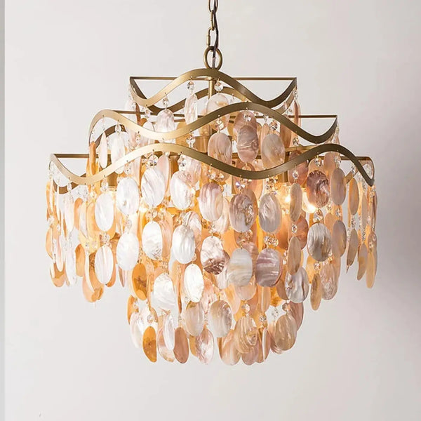 Lampe Suspendue Coque Naturelle Dorée