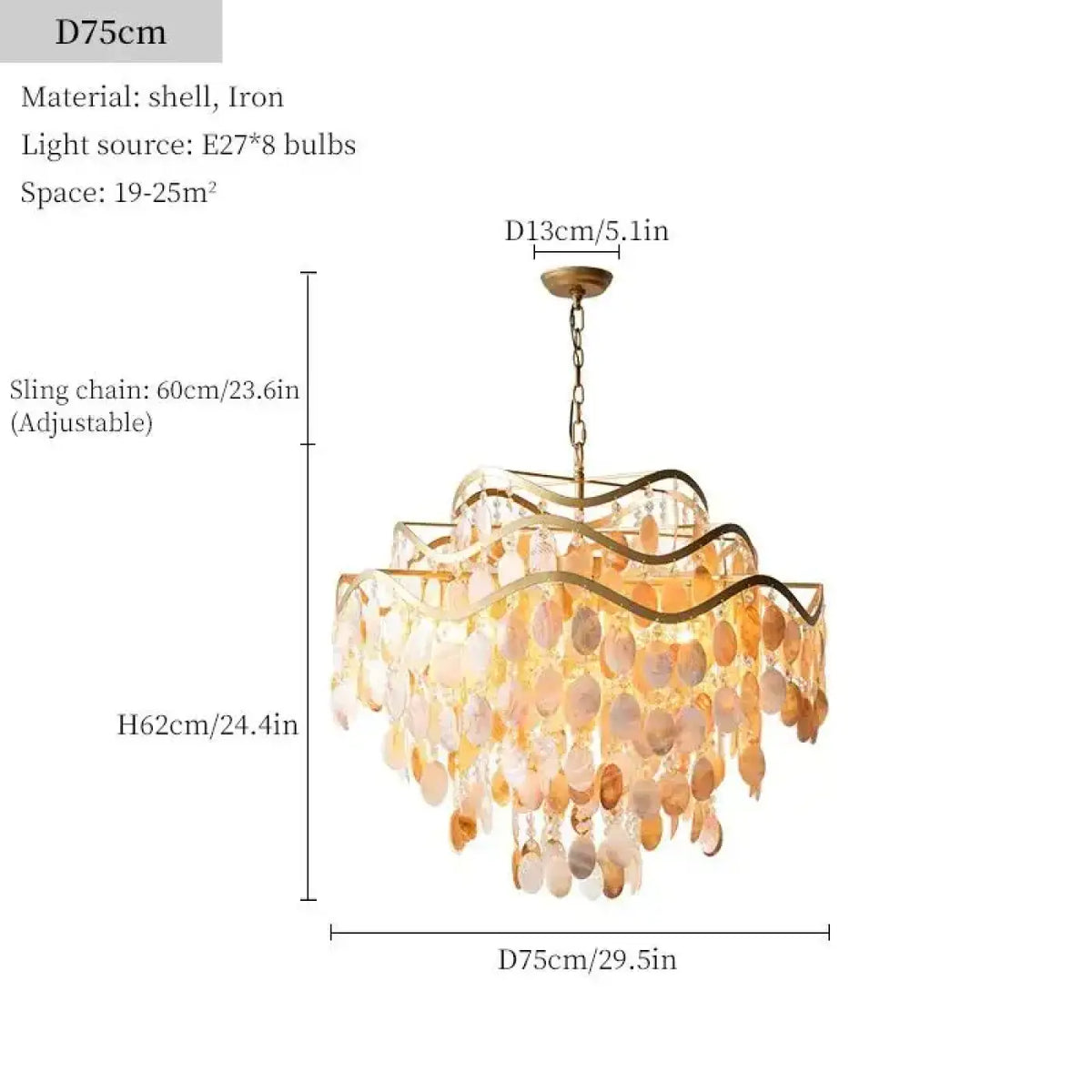 Lampe Suspendue Coque Naturelle Dorée