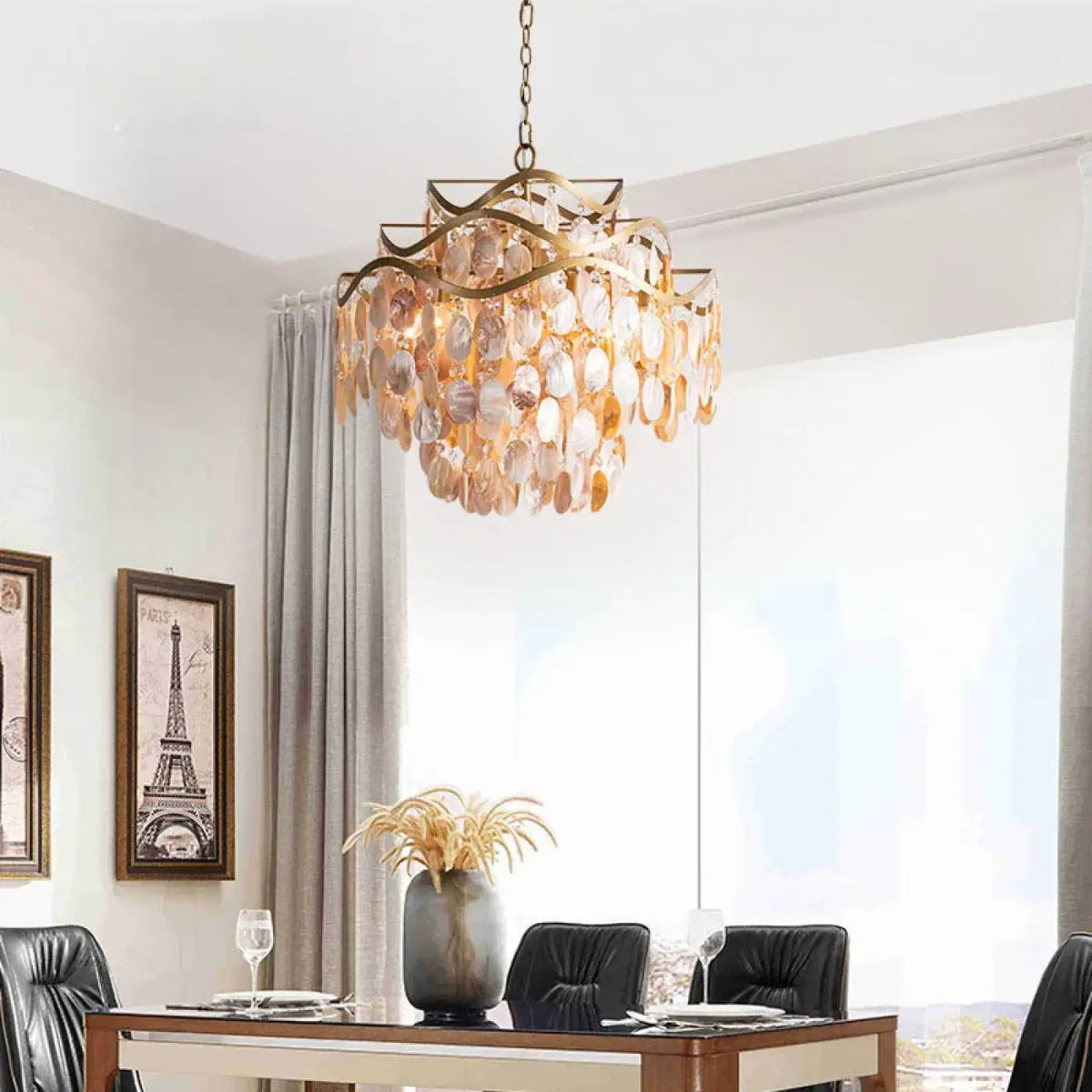 Lampe Suspendue Coque Naturelle Dorée