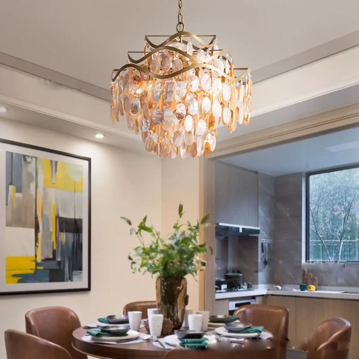Lampe Suspendue Coque Naturelle Dorée