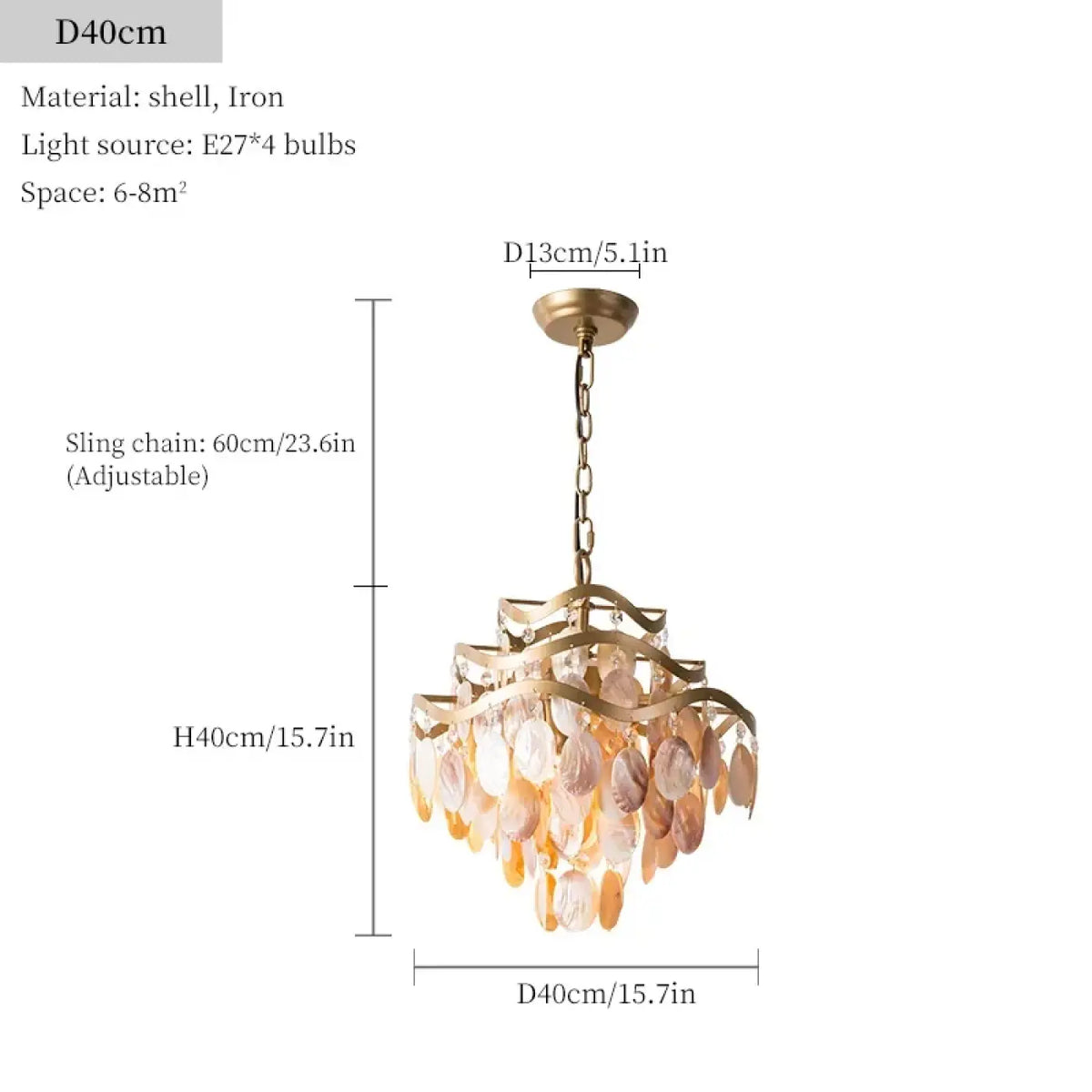 Lampe Suspendue Coque Naturelle Dorée