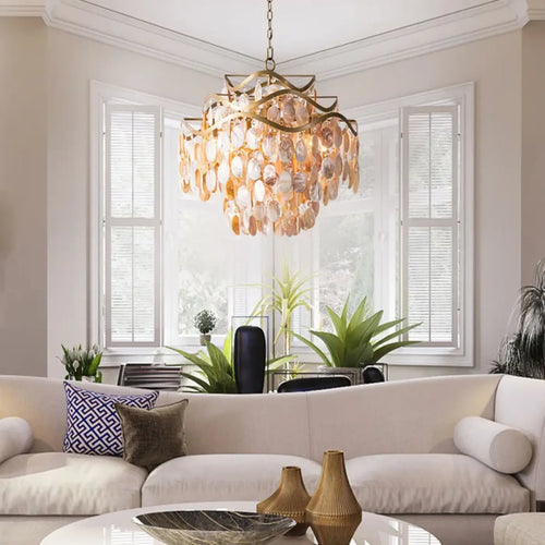 Lampe Suspendue Coque Naturelle Dorée