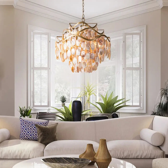 Lampe Suspendue Coque Naturelle Dorée