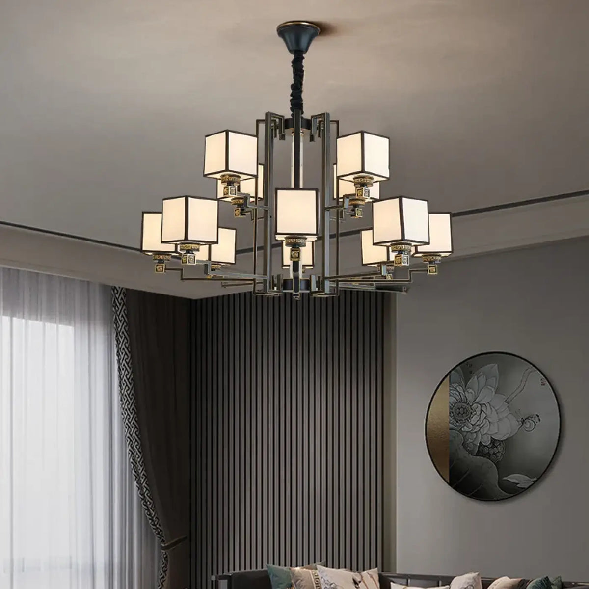 Lampe Suspendue Cubes Opalins pour Salle à Manger
