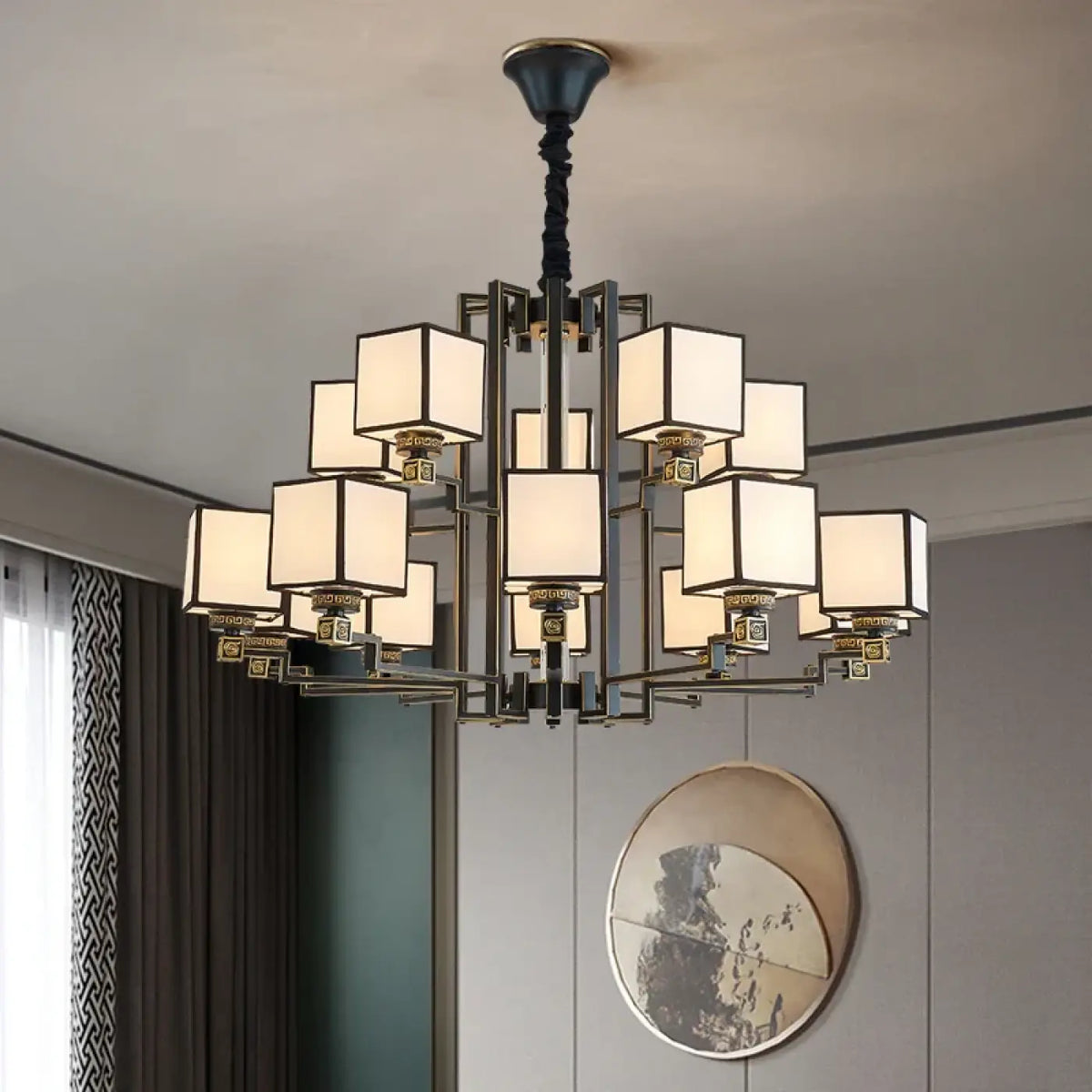 Lampe Suspendue Cubes Opalins pour Salle à Manger
