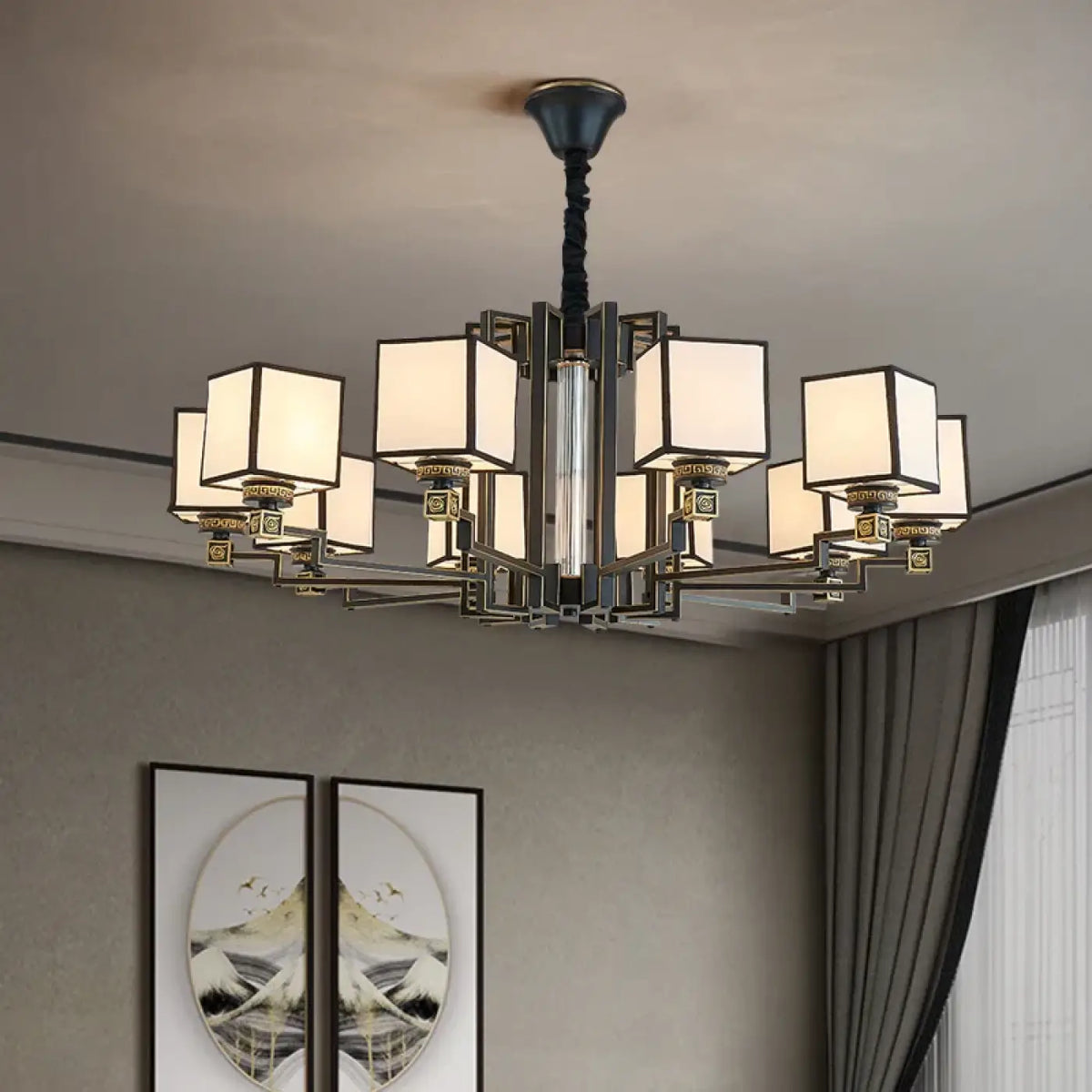 Lampe Suspendue Cubes Opalins pour Salle à Manger