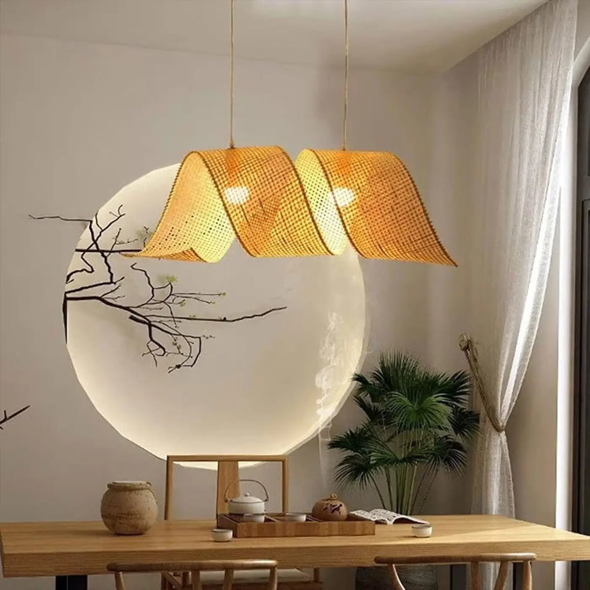 Lampe Suspendue en Bambou Naturel Tressé
