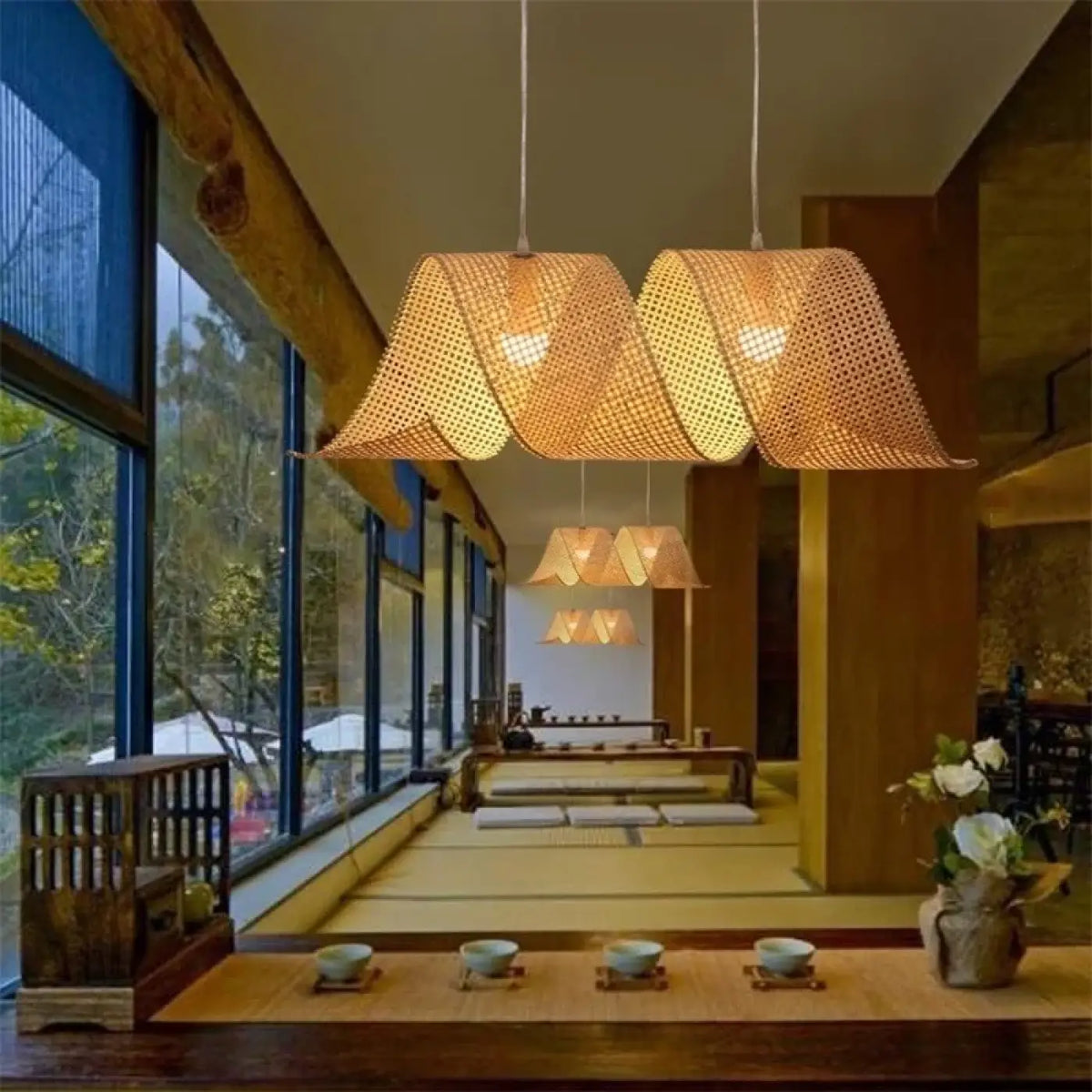 Lampe Suspendue en Bambou Naturel Tressé