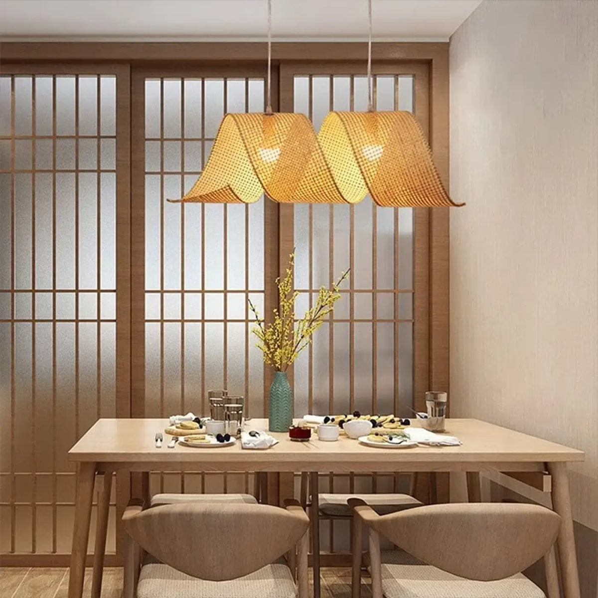 Lampe Suspendue en Bambou Naturel Tressé