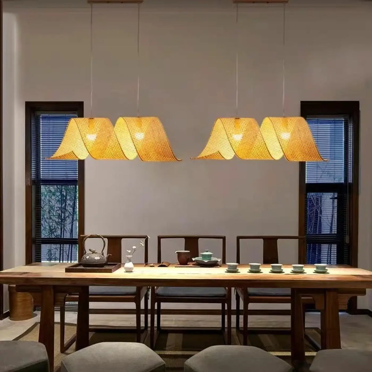 Lampe Suspendue en Bambou Naturel Tressé