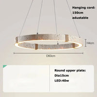 Lampe Suspendue Circulaire LED Effet Travertin