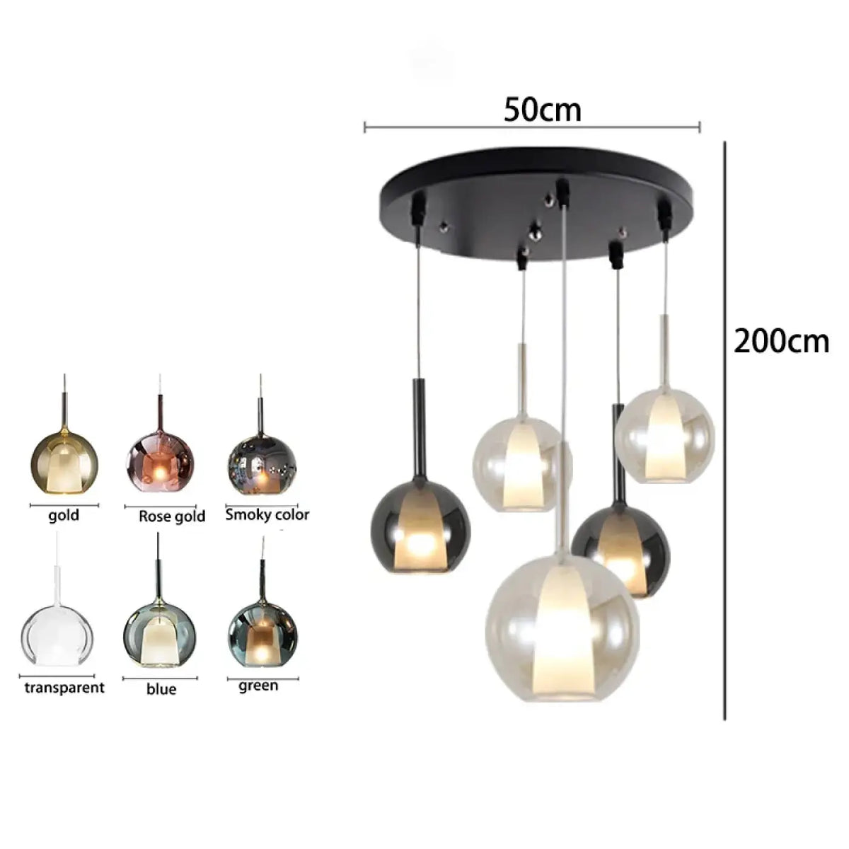 Suspension Moderne en Verre et Métal Doré