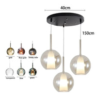 Suspension Moderne en Verre et Métal Doré