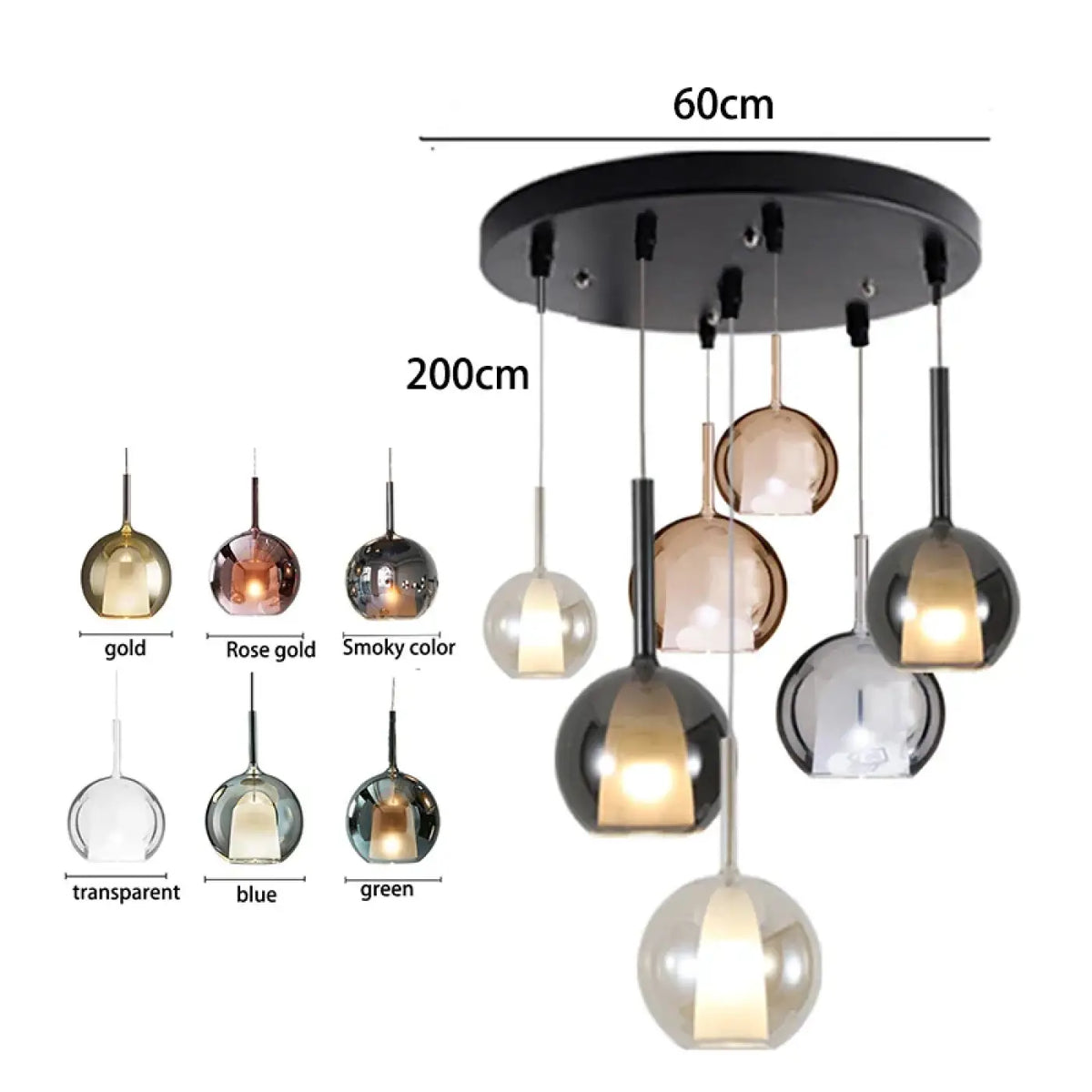 Suspension Moderne en Verre et Métal Doré