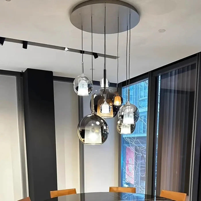 Suspension Moderne en Verre et Métal Doré