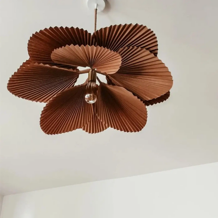 Lampe Suspendue Pétales Plissés Brun Naturel