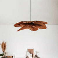 Lampe Suspendue Pétales Plissés Brun Naturel
