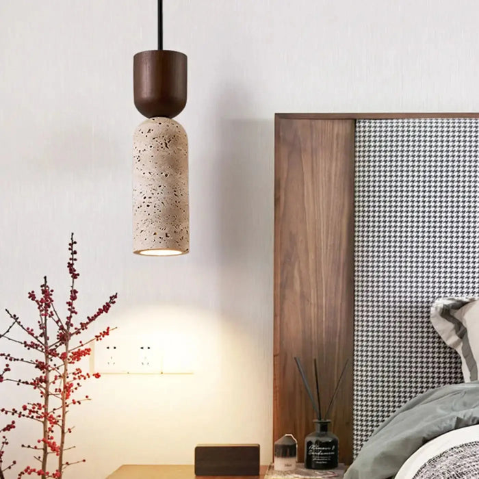 Lampe Suspendue Pierre Naturelle et Bois