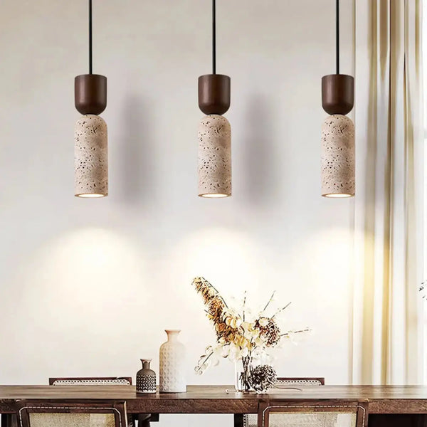 Lampe Suspendue Pierre Naturelle et Bois