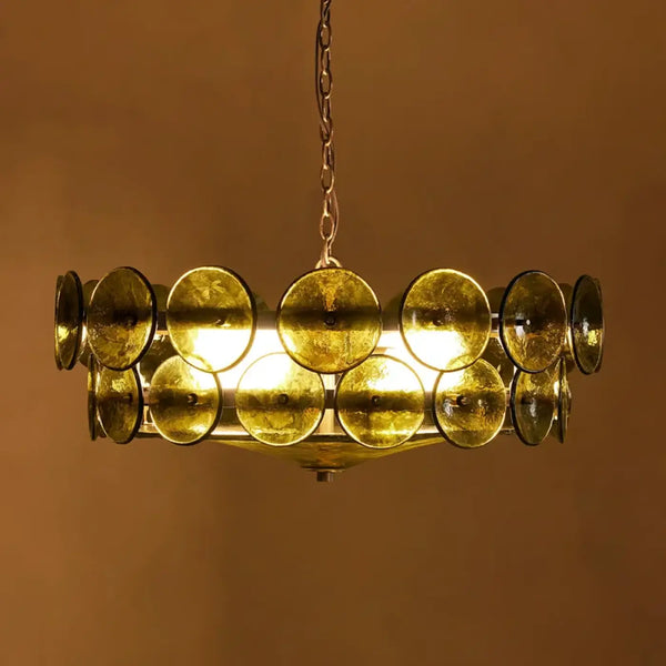 Lampe Suspendue Rétro à Disques de Verre