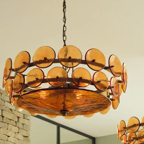 Lampe Suspendue Rétro à Disques de Verre