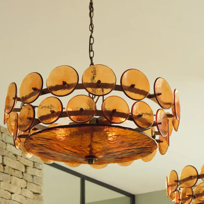 Lampe Suspendue Rétro à Disques de Verre
