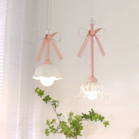 Lampe Suspendue Design à Rubans Roses et Verre